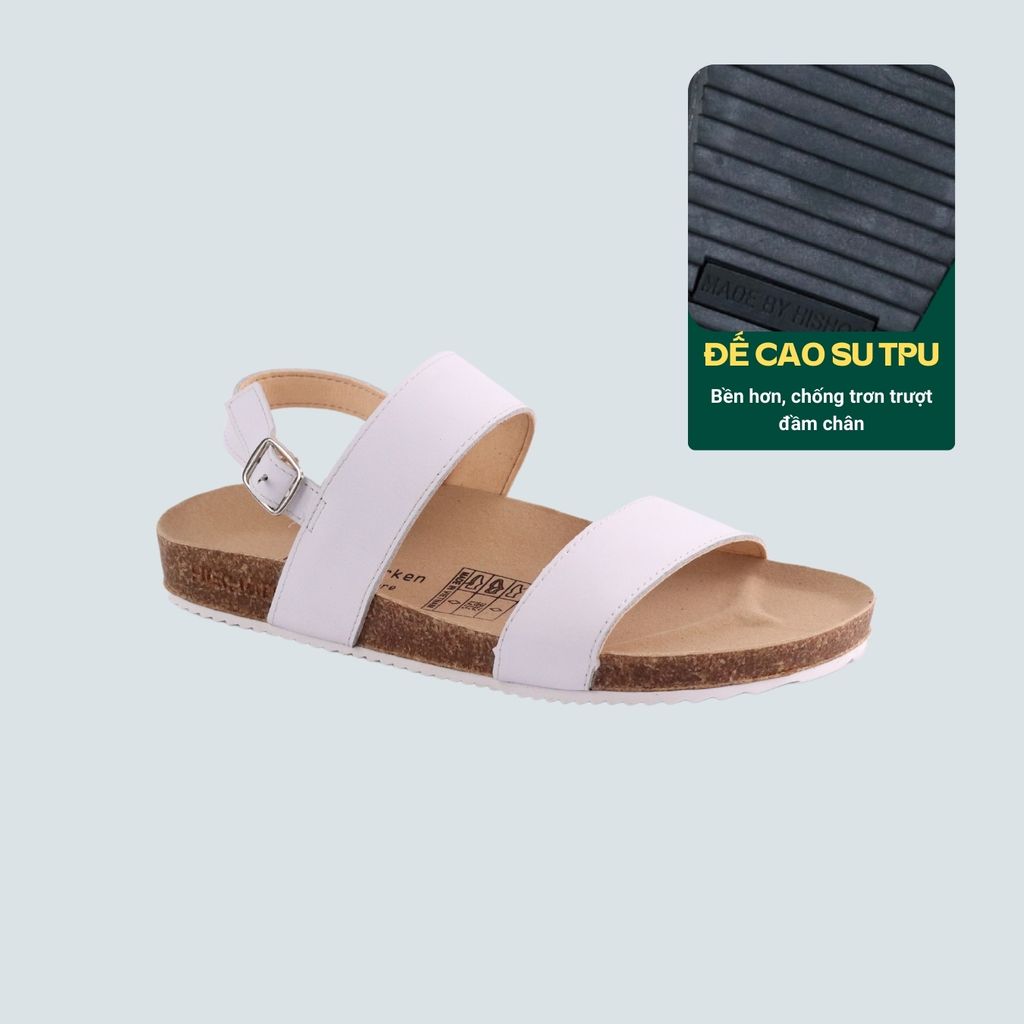 Dép đế trấu Sandal birken quai ngang da bò HISHOO M050