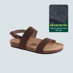 Dép đế trấu Sandal birken quai ngang da bò HISHOO M050