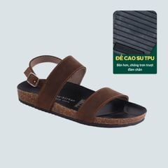 Dép đế trấu Sandal birken quai ngang da bò HISHOO M050