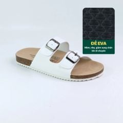 Dép đế trấu birken quai ngang 2 khoá MẶT ĐEN HISHOO S093