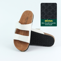 Dép đế trấu birken quai ngang xé dán da bò HISHOO M105