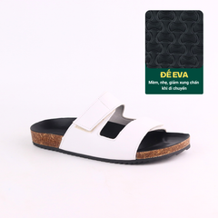 Dép đế trấu birken quai ngang xé dán da bò HISHOO M105