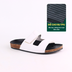Dép đế trấu birken quai ngang xé dán da bò HISHOO M105