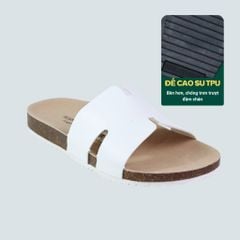 Dép đế trấu birken quai ngang chữ H MẶT ĐEN HISHOO S095