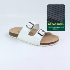 Dép đế trấu birken quai ngang 2 khoá MẶT ĐEN HISHOO S093