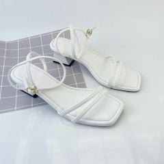 Giày Sandals Nữ Cao Gót 3cm Mũi Vuông Dây Mảnh Hishoo S143