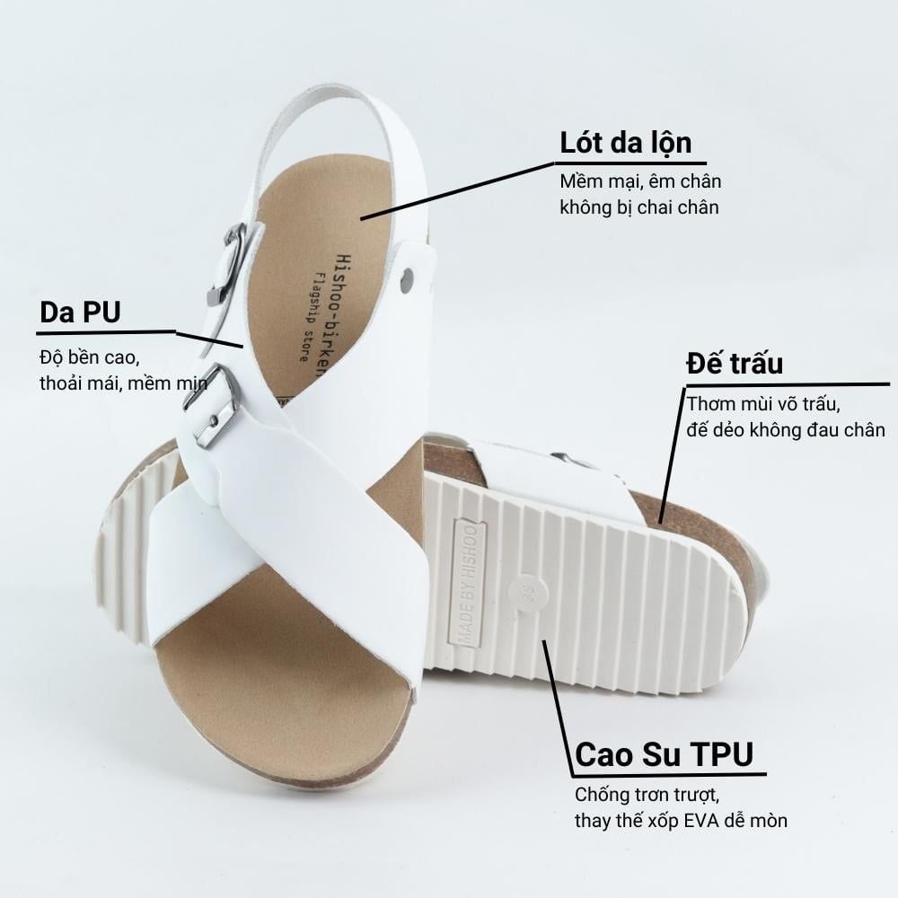 Dép đế trấu Sandal birken quai ngang HISHOO S101