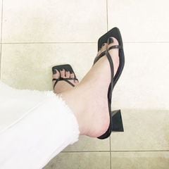 Giày Cao Gót Nữ 5cm Quai Mảnh Đế Vuông Hishoo S012