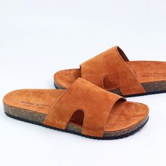 Dép đế trấu birken quai ngang chữ I da lộn HISHOO R100