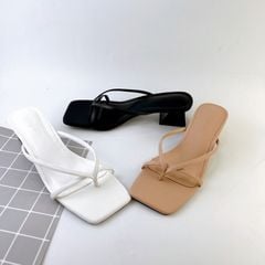 Giày Cao Gót Nữ 5cm Quai Mảnh Đế Vuông Hishoo S012