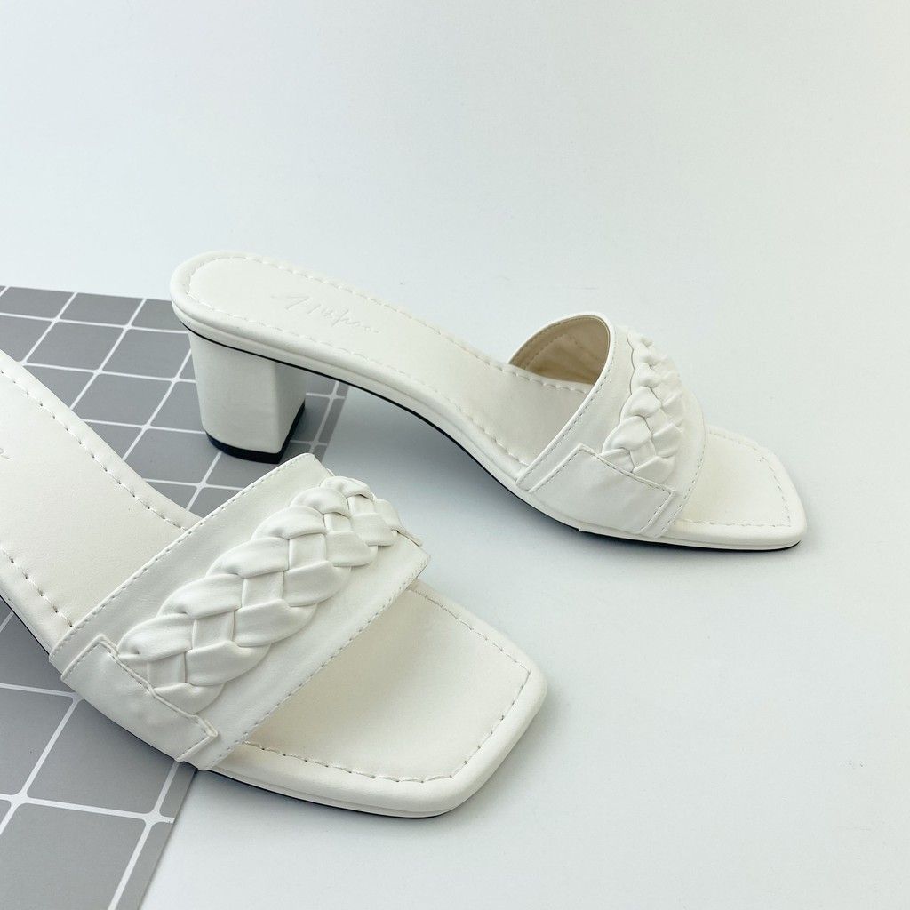Giày Cao Gót 5cm Đế Vuông Quai Ngang Hishoo S054