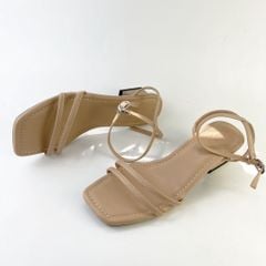 Giày Sandals Nữ Cao Gót 3cm Mũi Vuông Dây Mảnh Hishoo S143