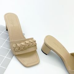 Giày Cao Gót 5cm Đế Vuông Quai Ngang Hishoo S054