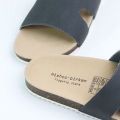 Dép đế trấu birken quai ngang chữ I da lộn HISHOO R100