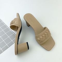 Giày Cao Gót 5cm Đế Vuông Quai Ngang Hishoo S054