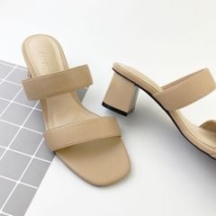 Giày Cao Gót 5cm Nữ Đế Vuông Quai Ngang Hishoo S055