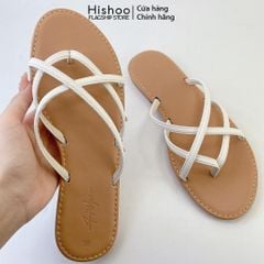 Dép Lê Nữ Xỏ Ngón Đế Bệt Quai Đan Chéo Dây Mảnh HISHOO S069