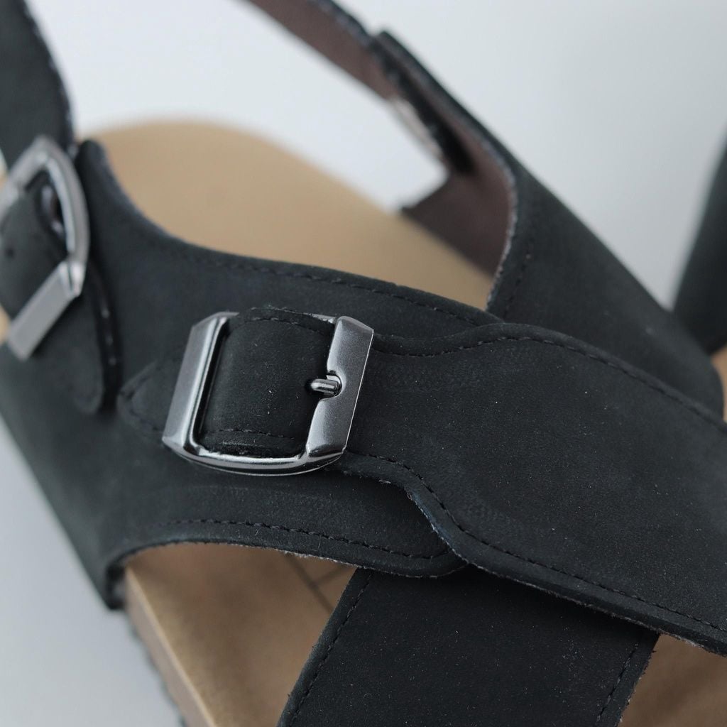 Dép đế trấu Sandal birken quai ngang da bò HISHOO M101