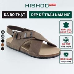 Dép đế trấu Sandal birken quai ngang da bò HISHOO M101
