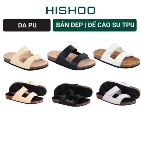 Dép đế trấu birken quai ngang xé dán MẶT ĐEN HISHOO S105