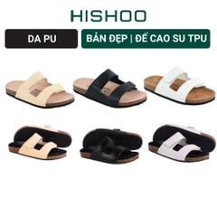 Dép đế trấu birken quai ngang xé dán MẶT ĐEN HISHOO S105