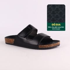 Dép đế trấu birken quai ngang xé dán MẶT ĐEN HISHOO S105