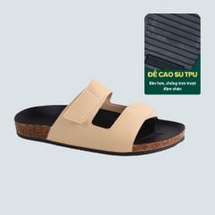 Dép đế trấu birken quai ngang xé dán MẶT ĐEN HISHOO S105