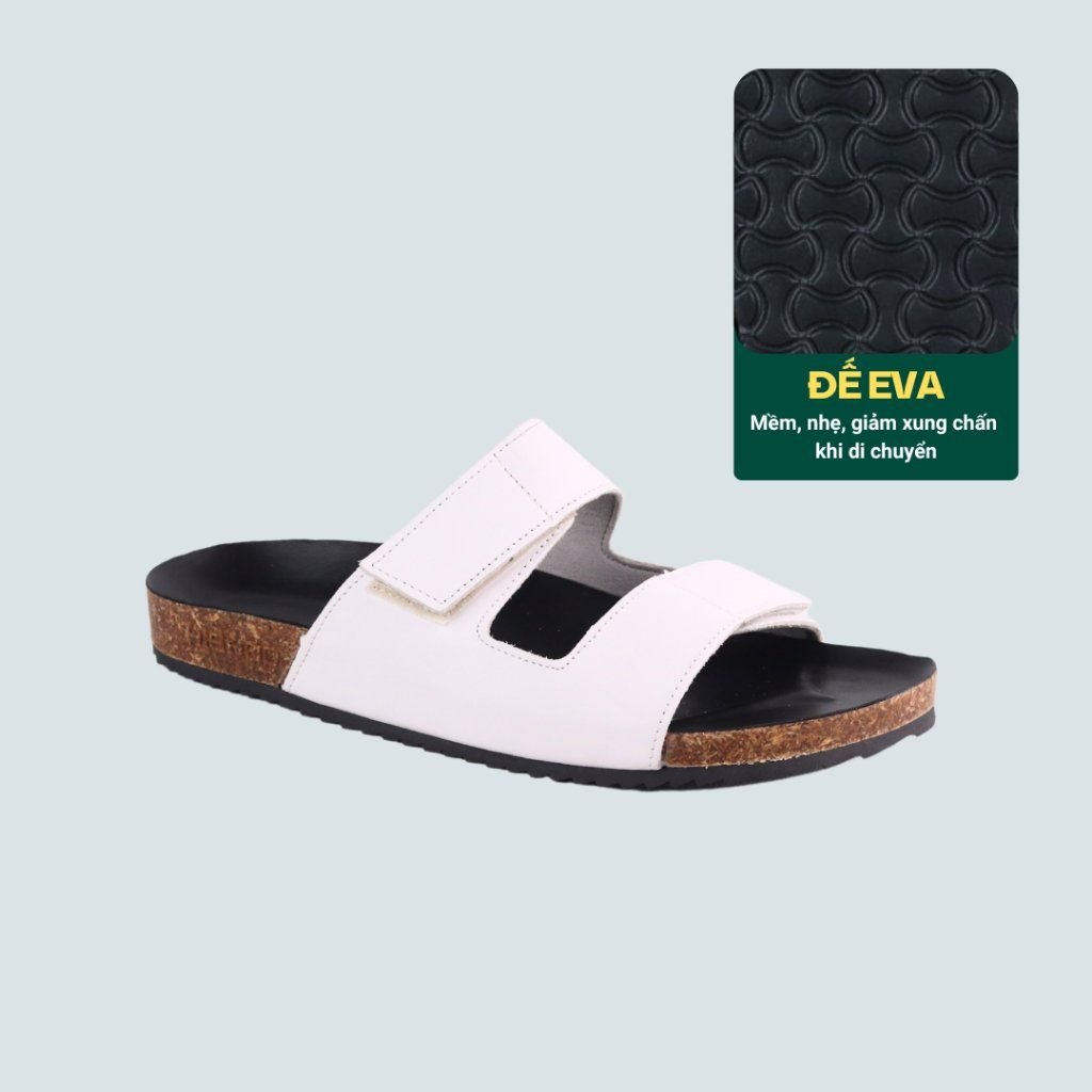 Dép đế trấu birken quai ngang xé dán MẶT ĐEN HISHOO S105