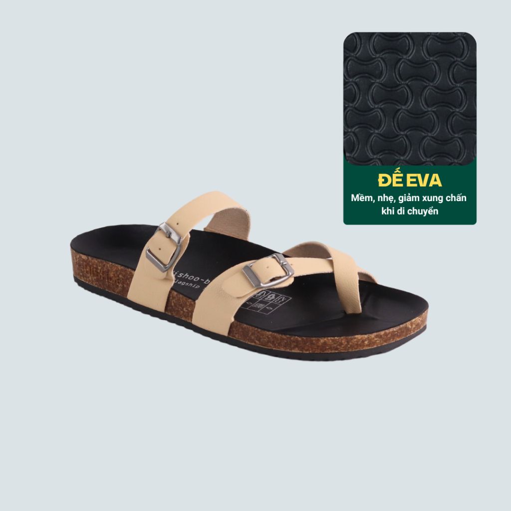 Dép đế trấu birken quai ngang xỏ ngón HISHOO S098