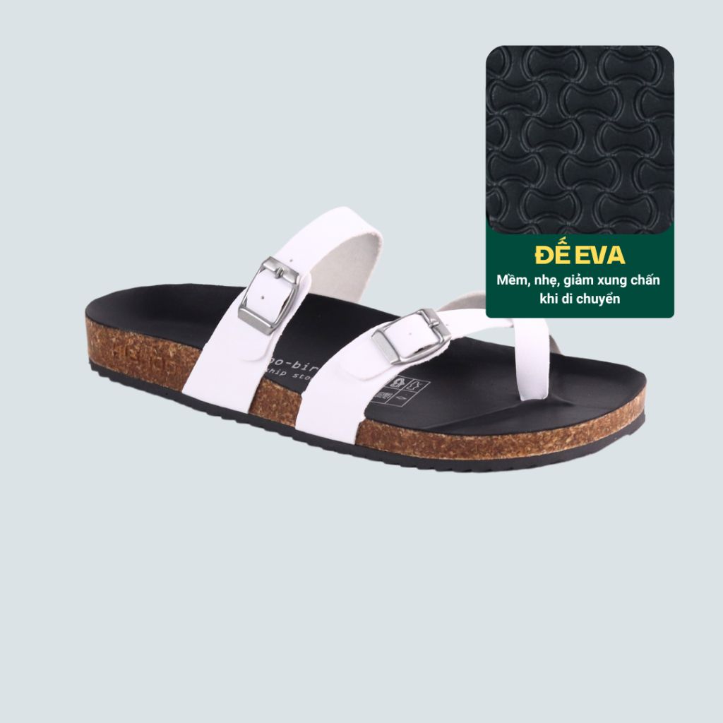 Dép đế trấu birken quai ngang xỏ ngón HISHOO S098