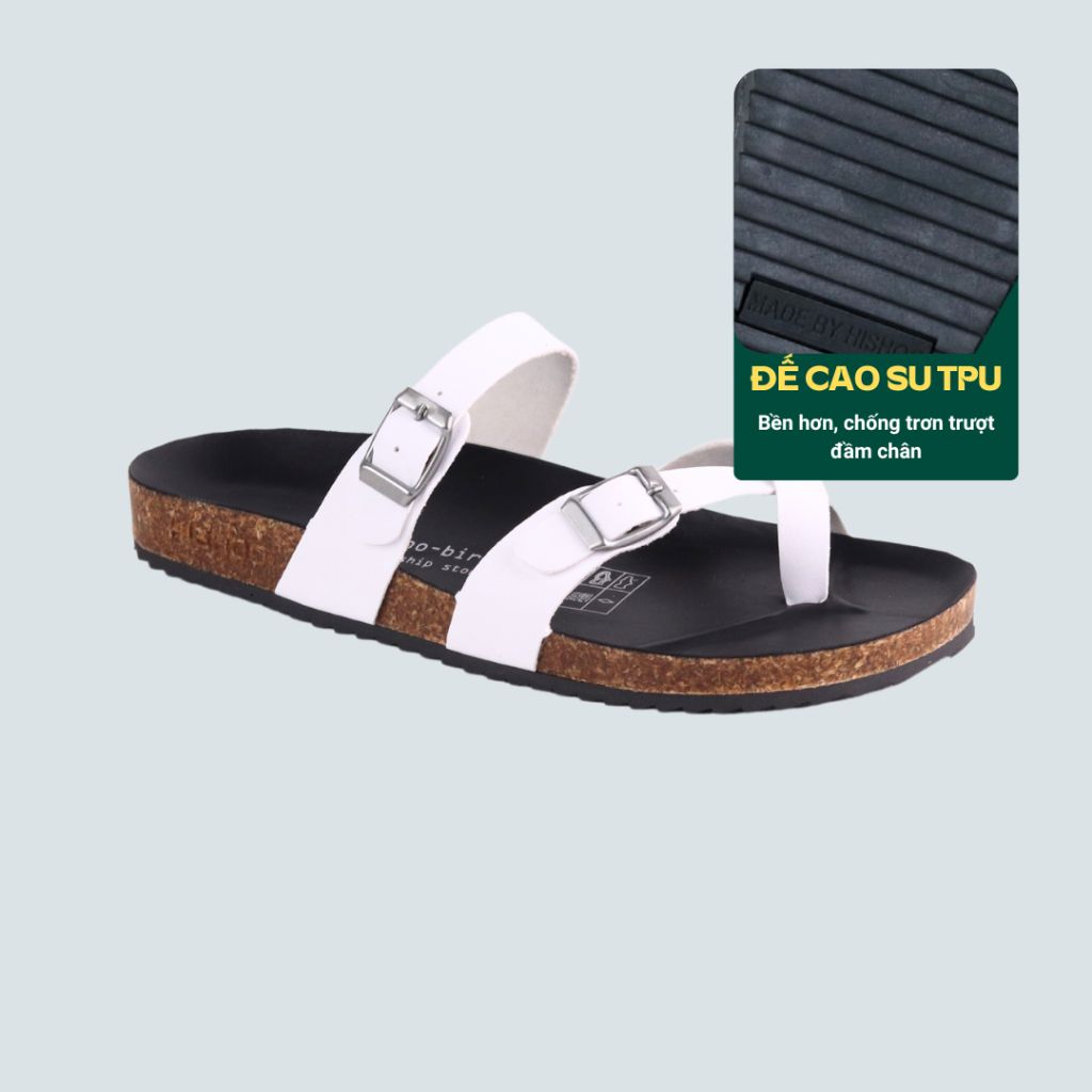 Dép đế trấu birken quai ngang xỏ ngón HISHOO S098