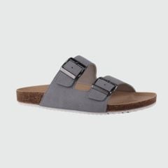 Dép đế trấu birken quai ngang 2 khoá da lộn HISHOO R093