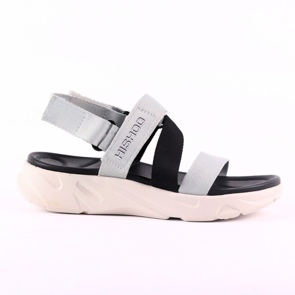 Giày Đi Học Sandal Đế Trắng Mặt Đen Quai Dù HISHOO F002