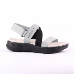 Giày Đi Học Sandal Đế Đen Mặt Trắng Quai Dù HISHOO F003