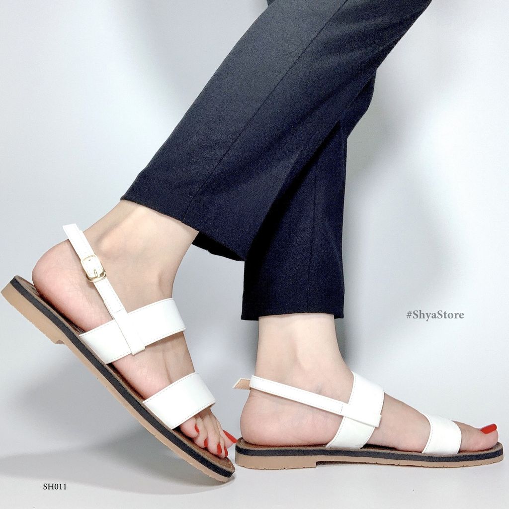 Giày Sandal Nữ Quai Ngang Da Mềm Có Bigsize Hishoo S050