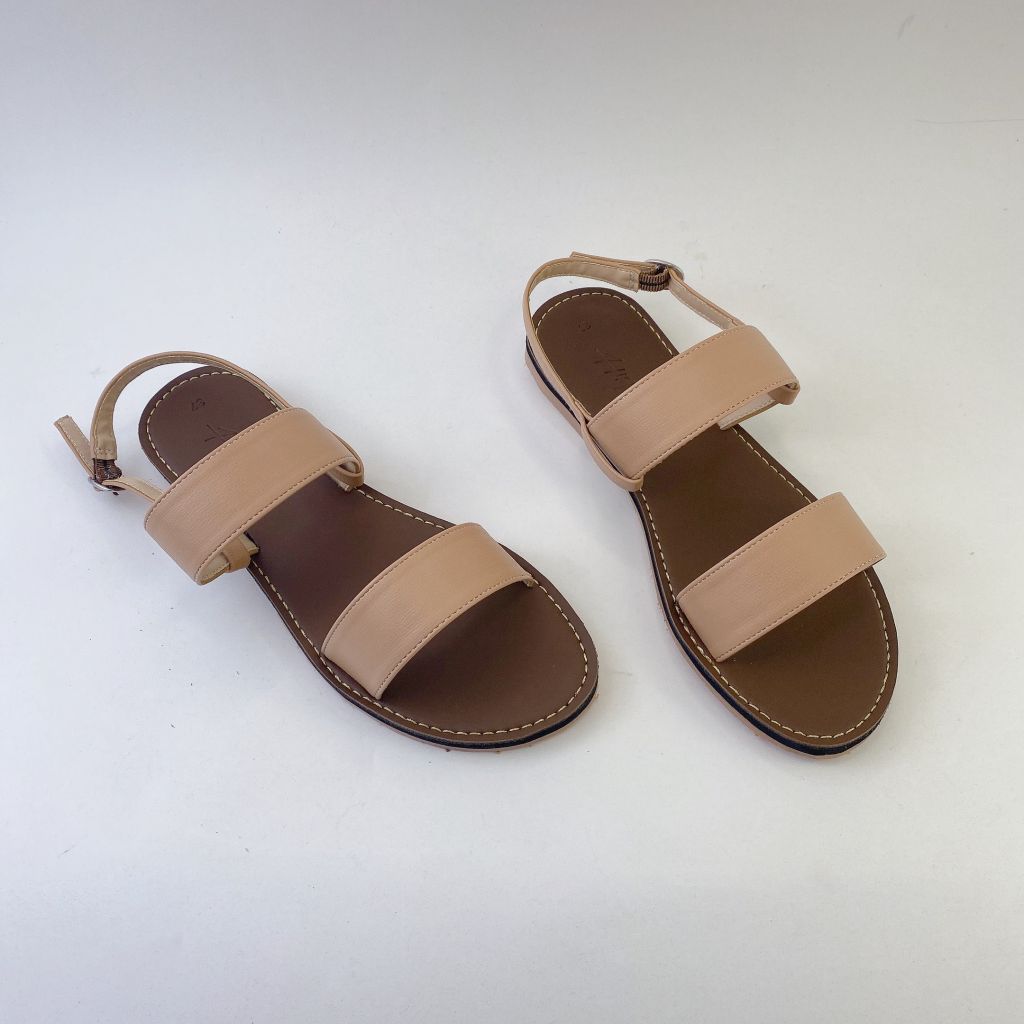 Giày Sandal Nữ Quai Ngang Da Mềm Có Bigsize Hishoo S050