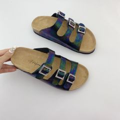 Dép đế trấu birken quai ngang 3 khoá Galaxy rắn HISHOO D092