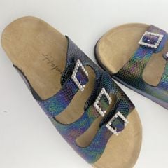 Dép đế trấu birken quai ngang 3 khoá Galaxy rắn HISHOO D092