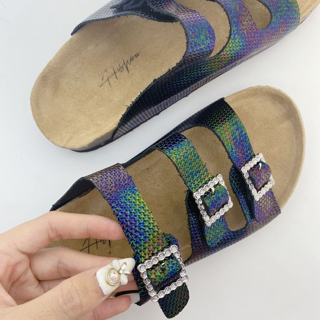 Dép đế trấu birken quai ngang 3 khoá Galaxy rắn HISHOO D092