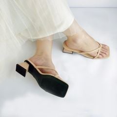 Giày Cao Gót Nữ 5cm Quai Mảnh Đế Vuông Hishoo S012