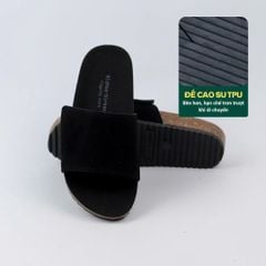 Dép đế trấu birken quai ngang Xé Dán da lộn HISHOO R103