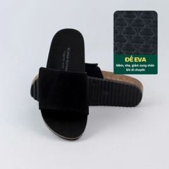 Dép đế trấu birken quai ngang Xé Dán da lộn HISHOO R103