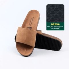 Dép đế trấu birken quai ngang Xé Dán da lộn HISHOO R103