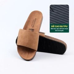Dép đế trấu birken quai ngang Xé Dán da lộn HISHOO R103