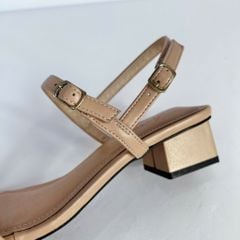 Giày Cao Gót Sandal Quai Mảnh Đế Vuông 3cm HISHOO S052