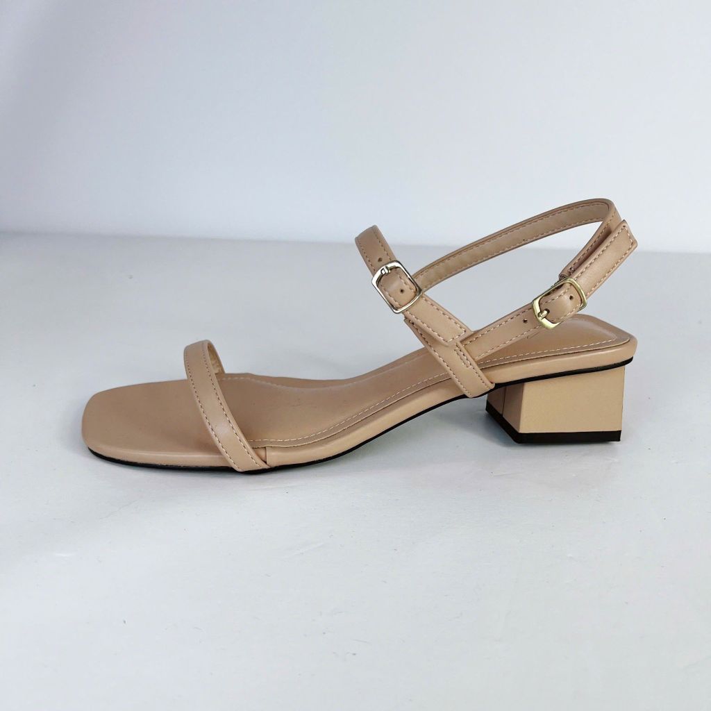 Giày Cao Gót Sandal Quai Mảnh Đế Vuông 3cm HISHOO S052