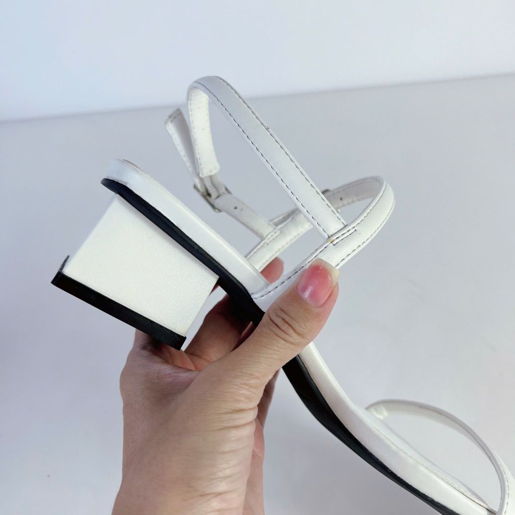 Giày Cao Gót Sandal Quai Mảnh Đế Vuông 3cm HISHOO S052