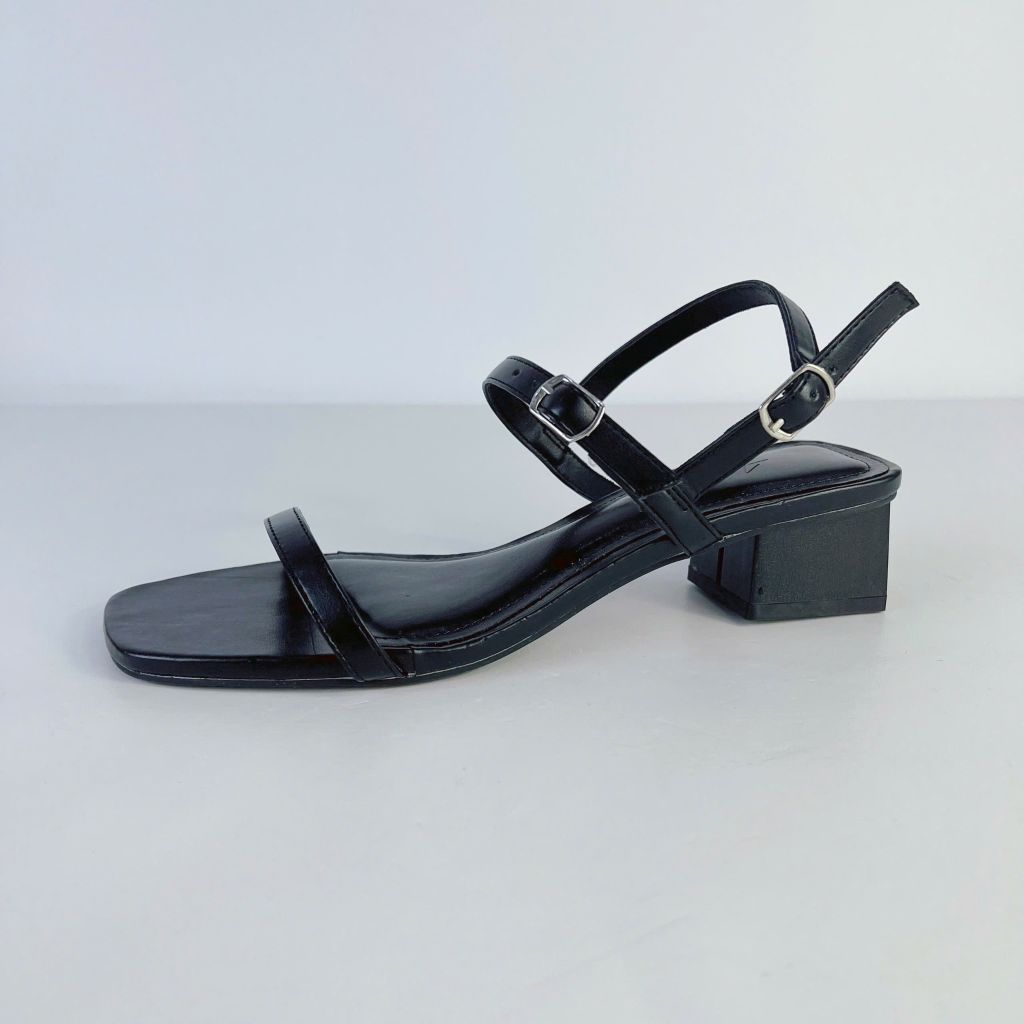 Giày Cao Gót Sandal Quai Mảnh Đế Vuông 3cm HISHOO S052