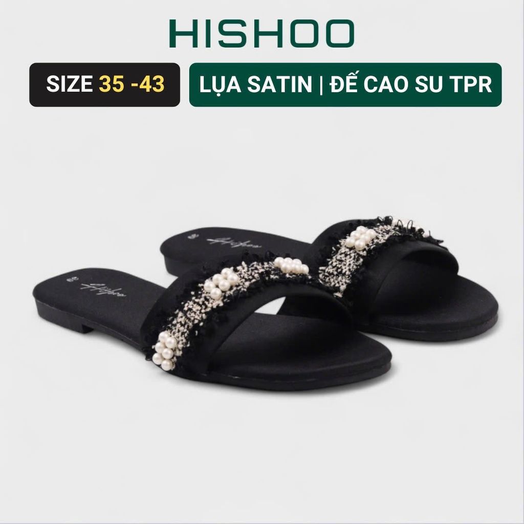 Dép Lê Nữ Đế Bệt Quai Ngang Đính Đá Có Bigsize HISHOO S063