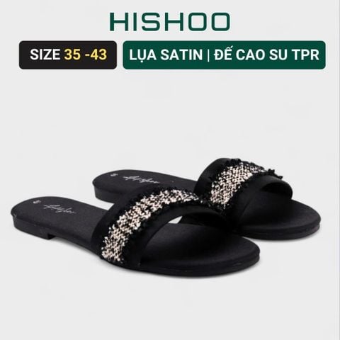 Dép Lê Nữ Đế Bệt Quai Ngang Đính Ren có Bigsize HISHOO S078